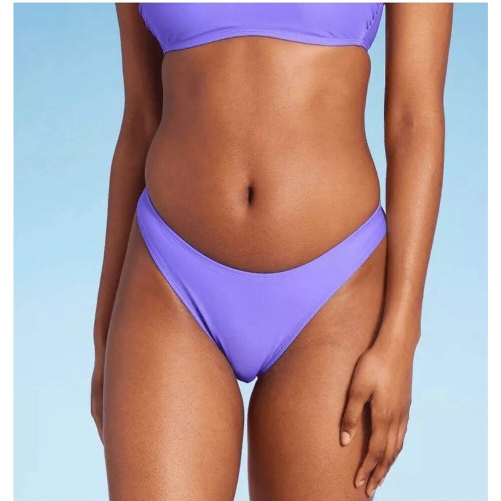 Wild Fable Low-Rise High Leg Cheeky Bikini Swim Bottom Purple XL NWT